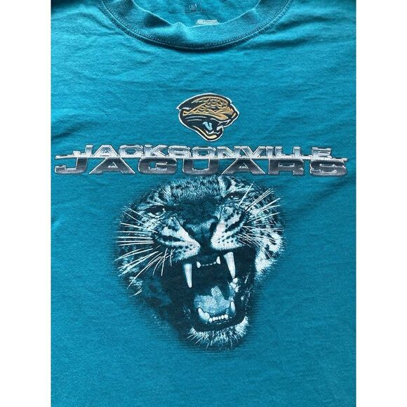 Jacksonville Jaguars NFL Teal Graphic Print Y2K Short Sleeve T Shirt Mens Large - Picture 4 of 12